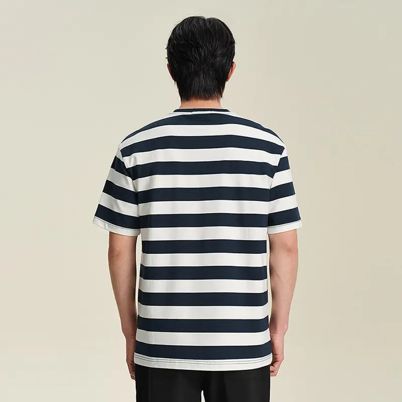 HLA T Shirts Men Navy Blue Stripes F2-2
