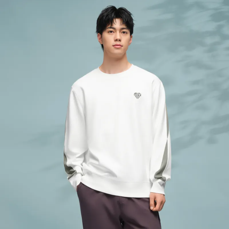 HLA Crew Neck Loose Fit Color Blocking Patchwork Sweatshirt Men's-2