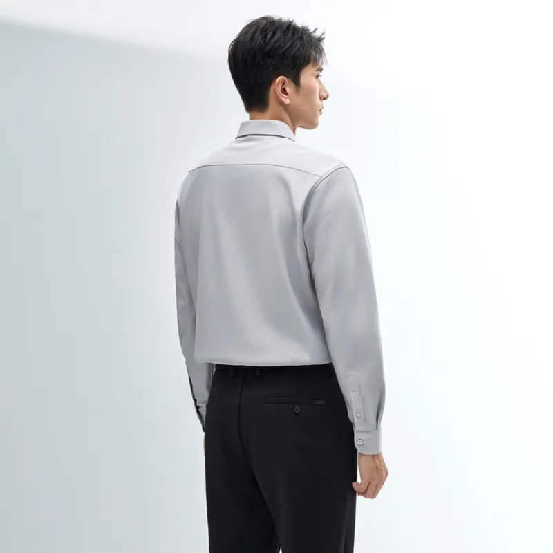 HLA Fleece Lined Warm Casual Long Sleeved Shirt Men's-5
