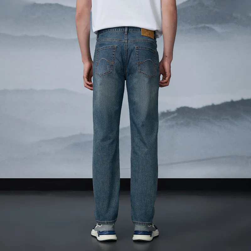 HLA The Mountain Is Not In The High Series Jeans Men's Blue Gray Denim Gradient-6
