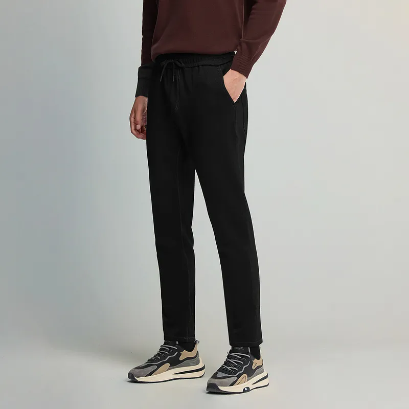 HLA Panda Wowo Series Jeans Men Black Denim Solid Color 4A-2