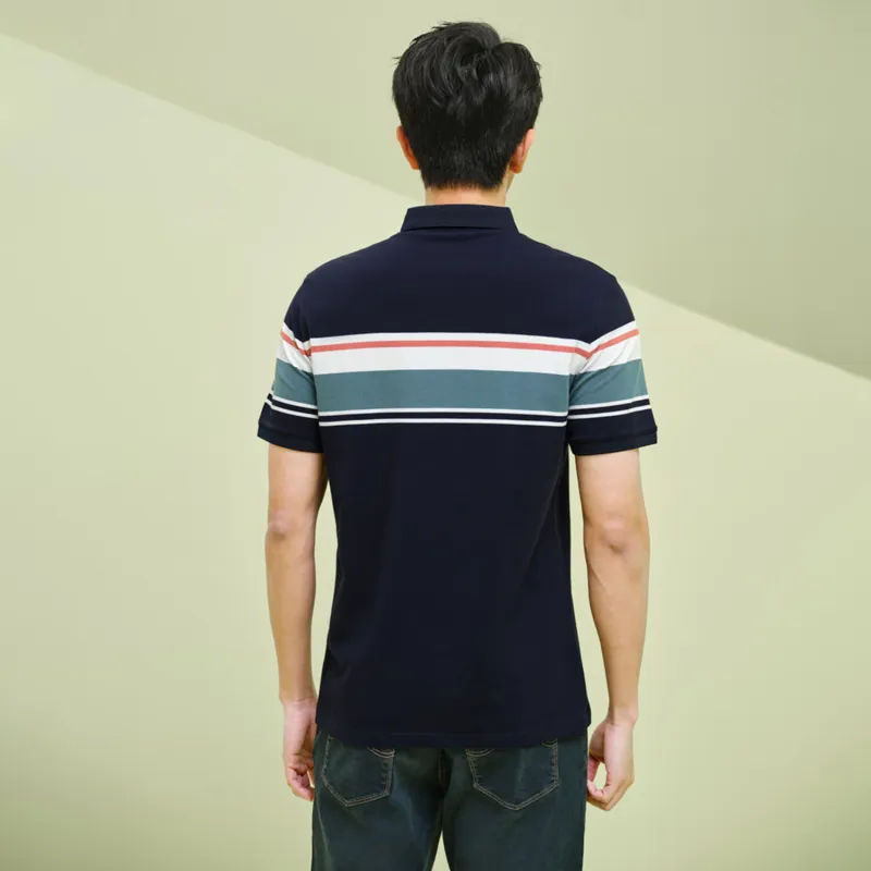 HLA Polo Shirts Men Navy Blue & J4-2