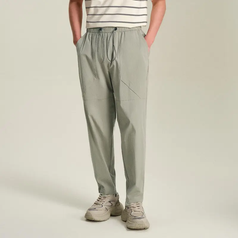 HLA Casual Pants Men's Khaki Plaid-2