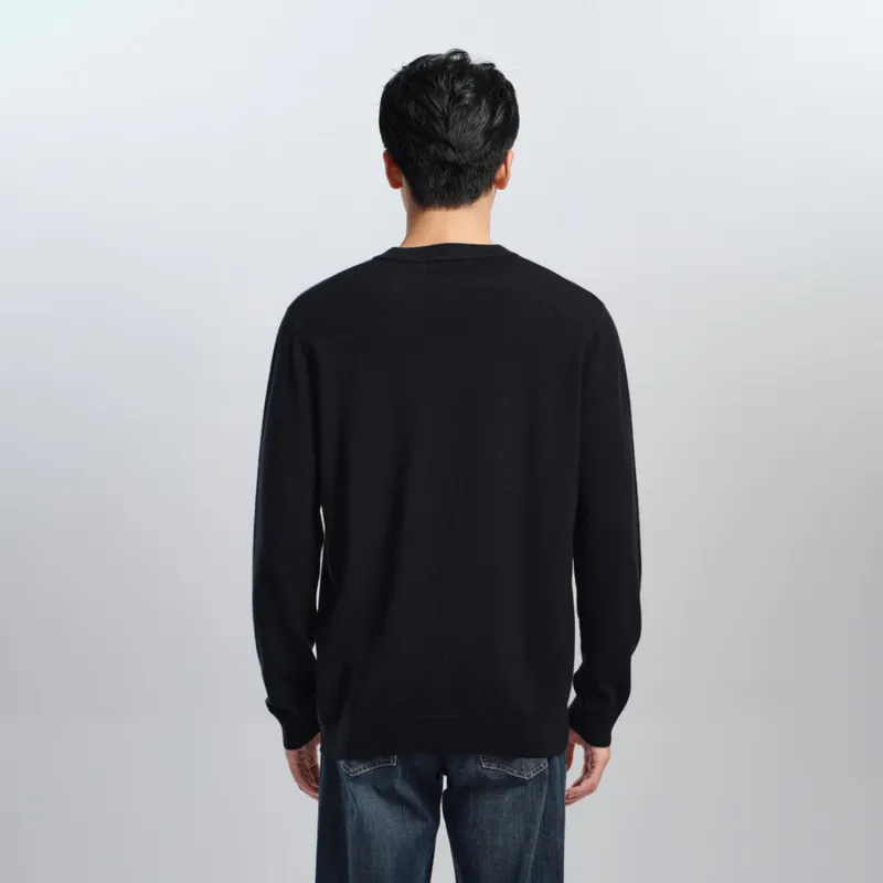 HLA Full Sheep Wool Embroidered Print Comfortable Long Sleeved Knitwear Men's-3