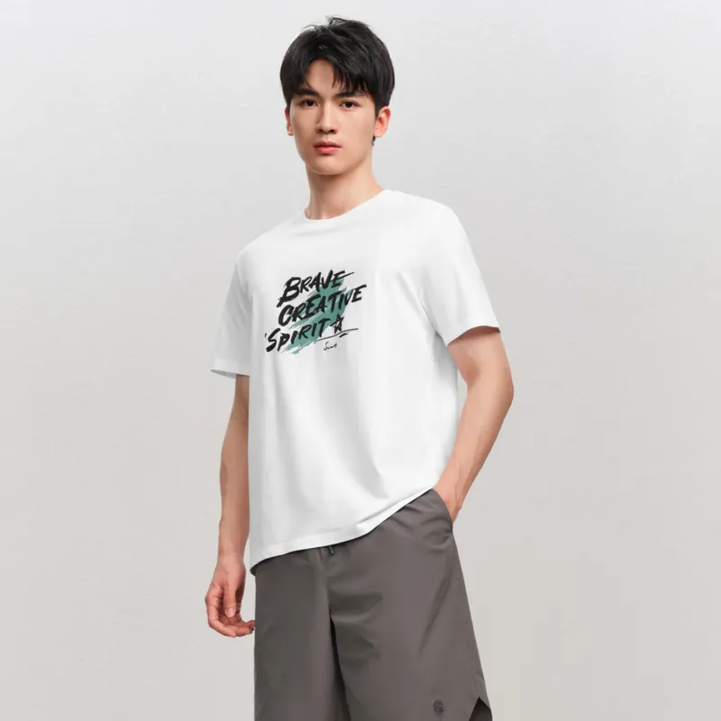 HLA T Shirts Men Ecru Pattern BE-2