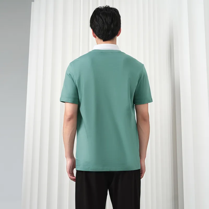 HLA T Shirts Men Cooling, Antibacterial, Anti Mite Green Gray Pattern 4L-2