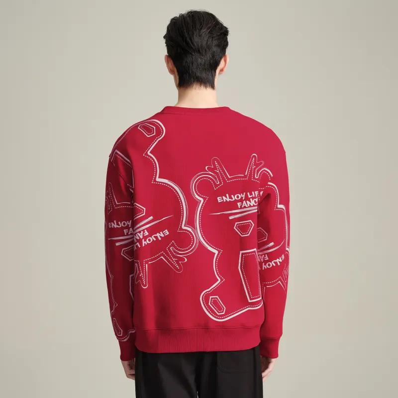 HLA Snake Year Celebration Collection Sweatshirts Men Red Pattern 01-2