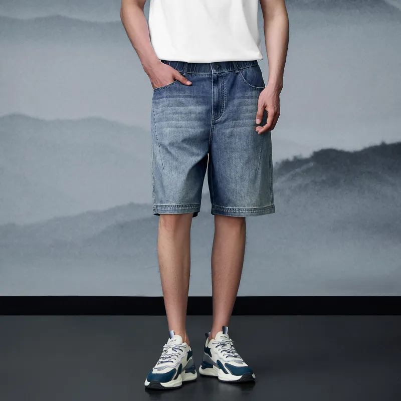 HLA Denim Shorts Men's Denim Blue Transition Color-3