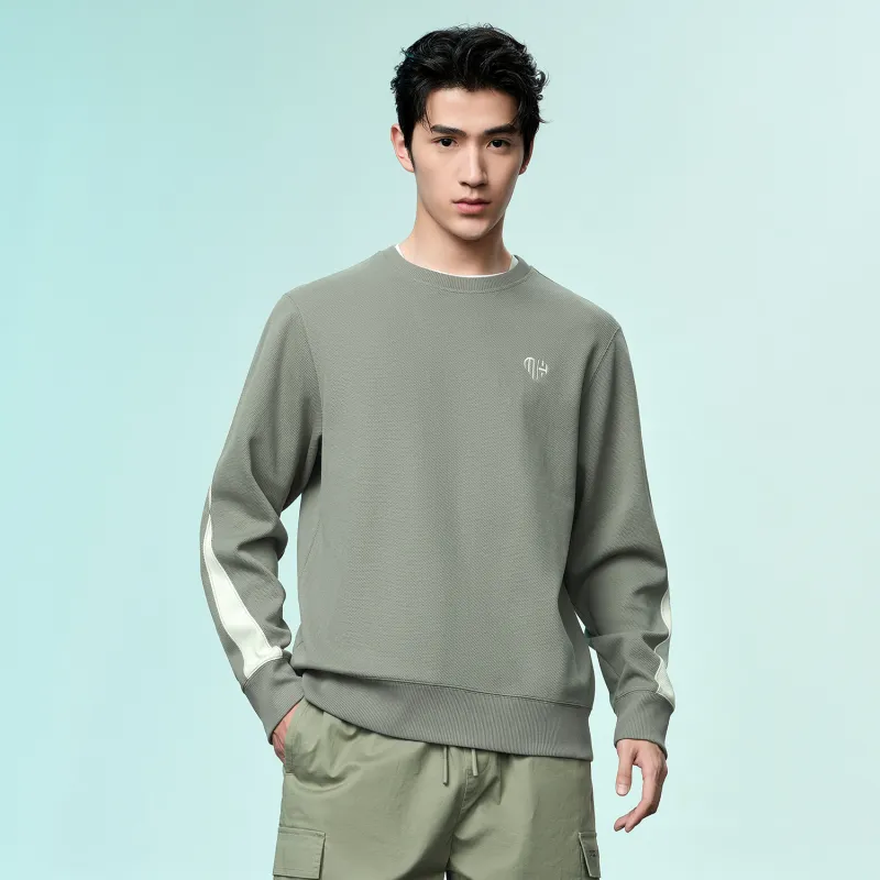 HLA Crew Neck Loose Fit Color Blocking Patchwork Sweatshirt Men's-16