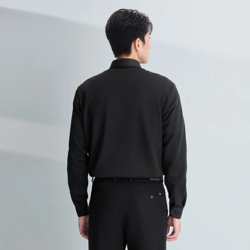 HLA Long Sleeved Shirt 24 Fall And Winter New Fleece Warm Solid Color Top Men's-8