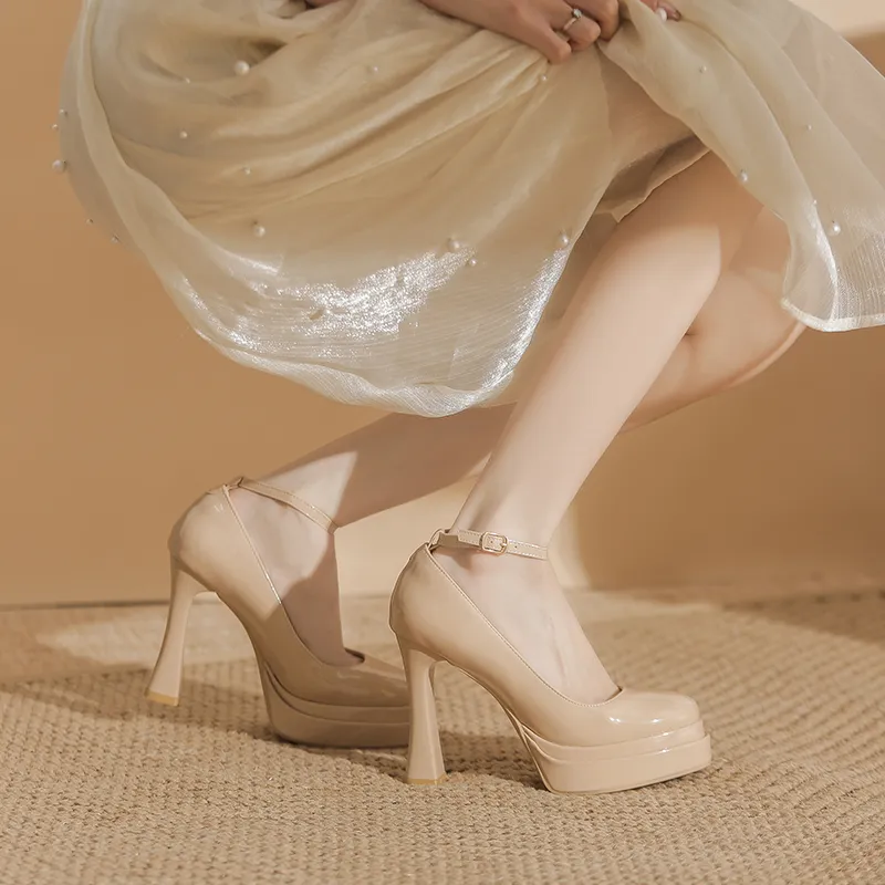 HKCP Chunky Heel High Heels Women's-12