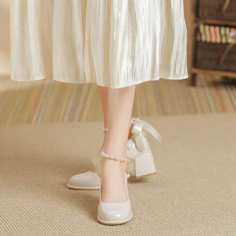HKCP Chunky Heel High Heels 6cm Women's-1
