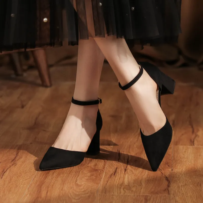 HKCP Chunky Heel High Heels 6.5cm Women's-9