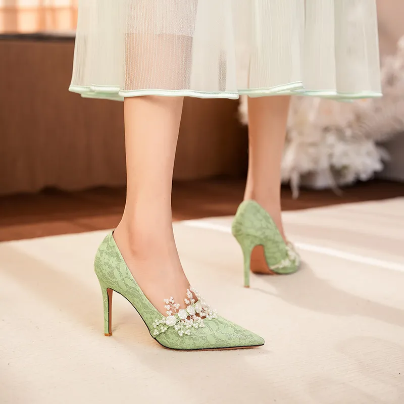 HKCP Slim Heel High Heels 9.5cm Women's-12