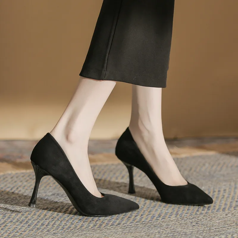 HKCP Slim Heel High Heels 6.5cm Women's Black-3