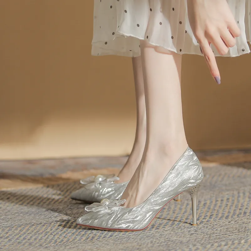 HKCP High Heels Women's Silver, Champagne-4