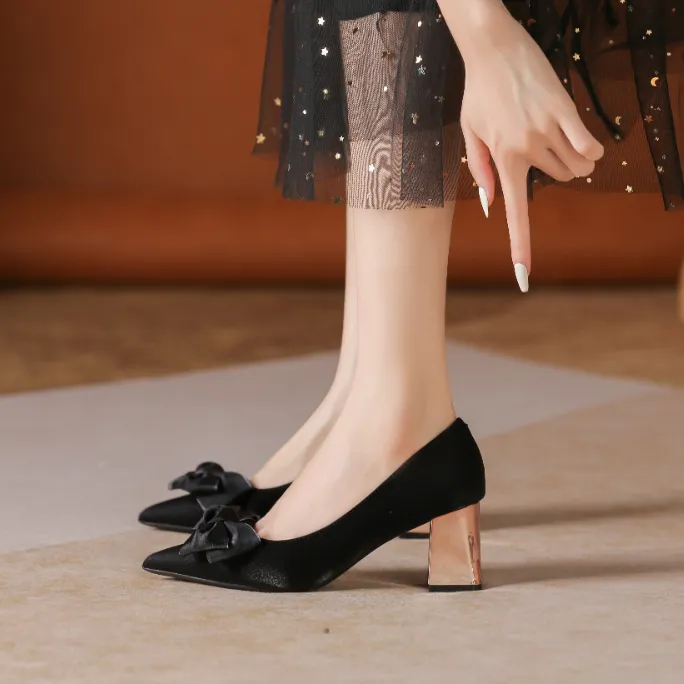 HKCP Chunky Heel High Heels 6.5cm Women's-5