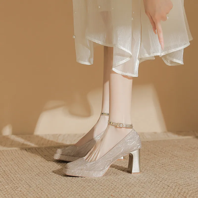 HKCP Chunky Heel High Heels Women's-7