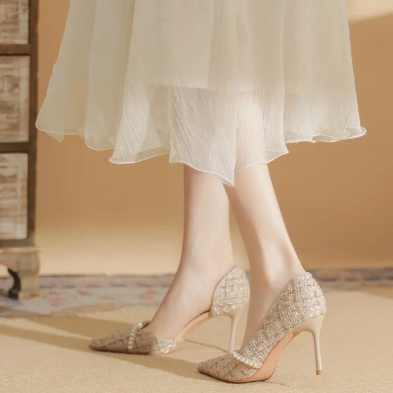 HKCP Slim Heel High Heels 8cm Women's-3