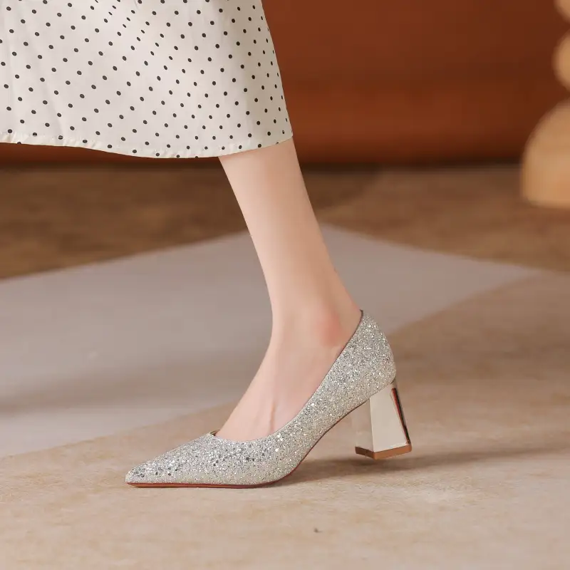 HKCP Chunky Heel High Heels Women's-18