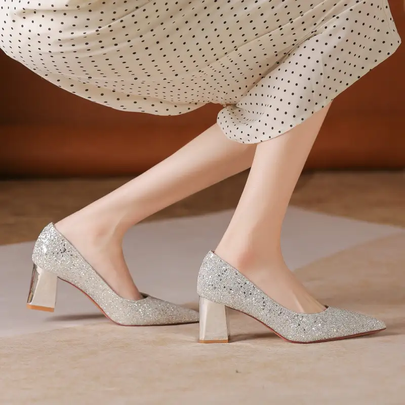 HKCP Chunky Heel High Heels Women's-14