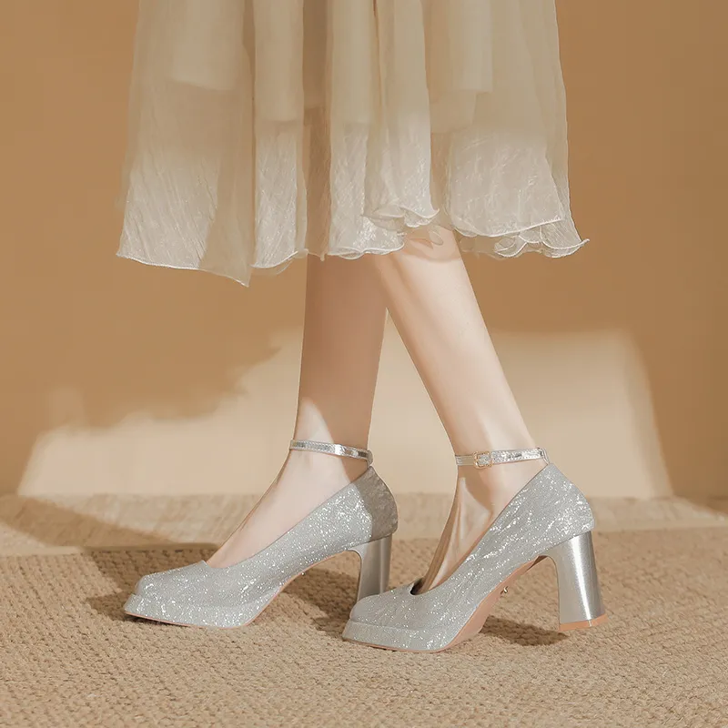 HKCP Chunky Heel High Heels Women's-3