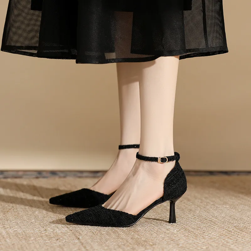 HKCP Slim Heel High Heels Women's Black-1