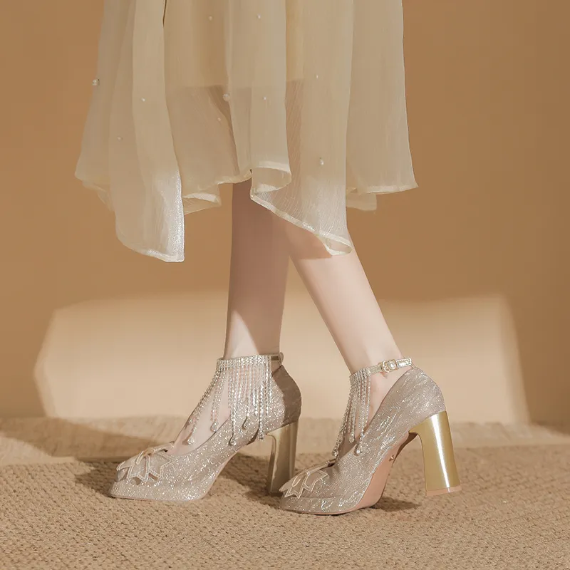 HKCP Chunky Heel High Heels Women's-8