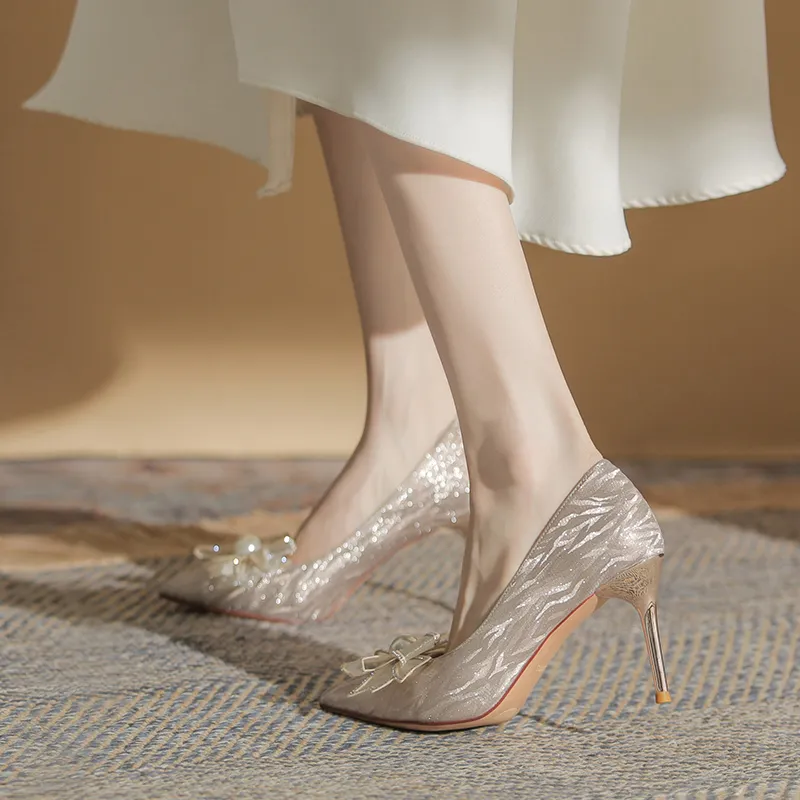 HKCP High Heels Women's Silver, Champagne-9