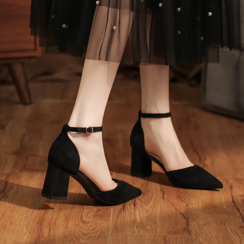 HKCP Chunky Heel High Heels 6.5cm Women's-8