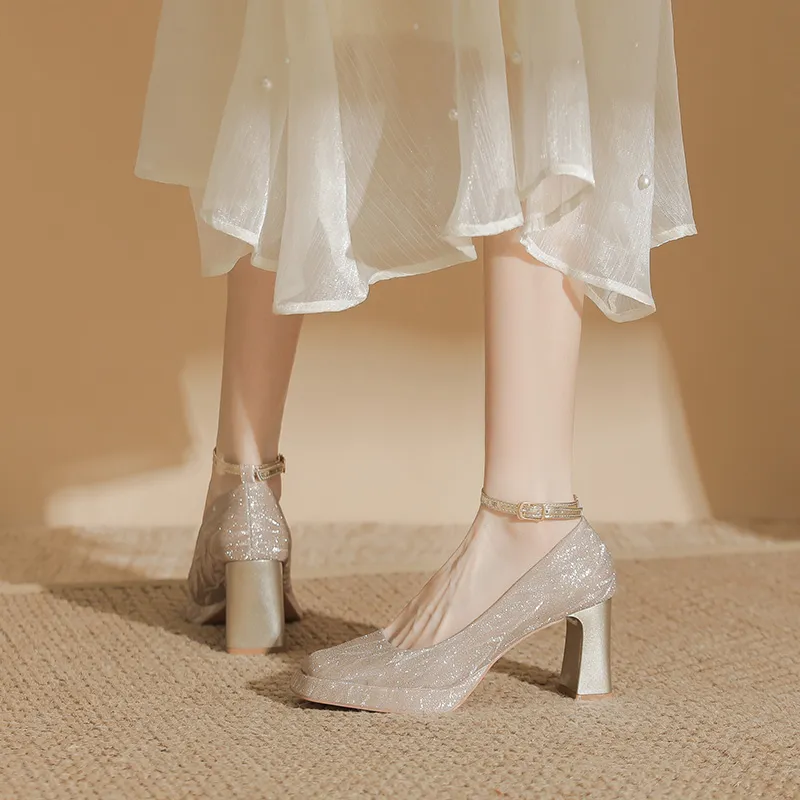 HKCP Chunky Heel High Heels Women's-8