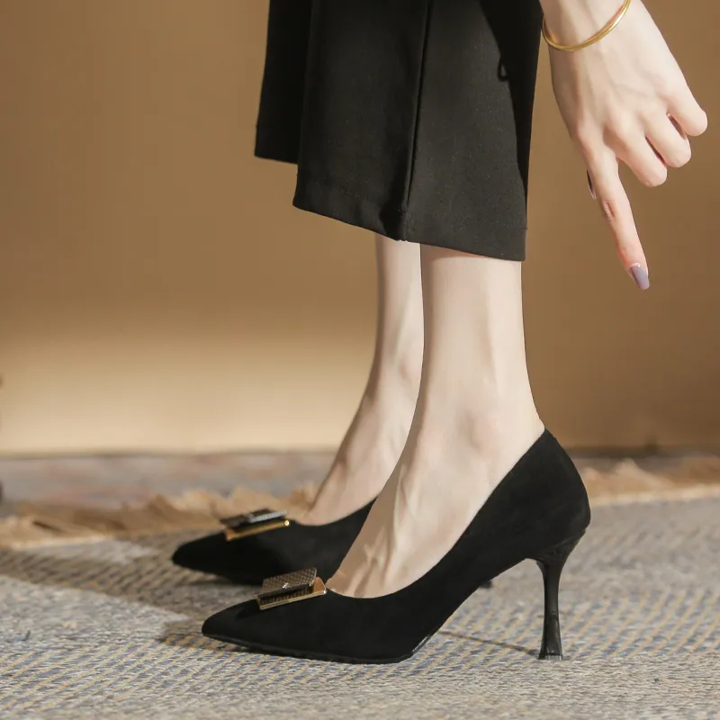 HKCP Slim Heel High Heels 8.5cm Women's Black-4