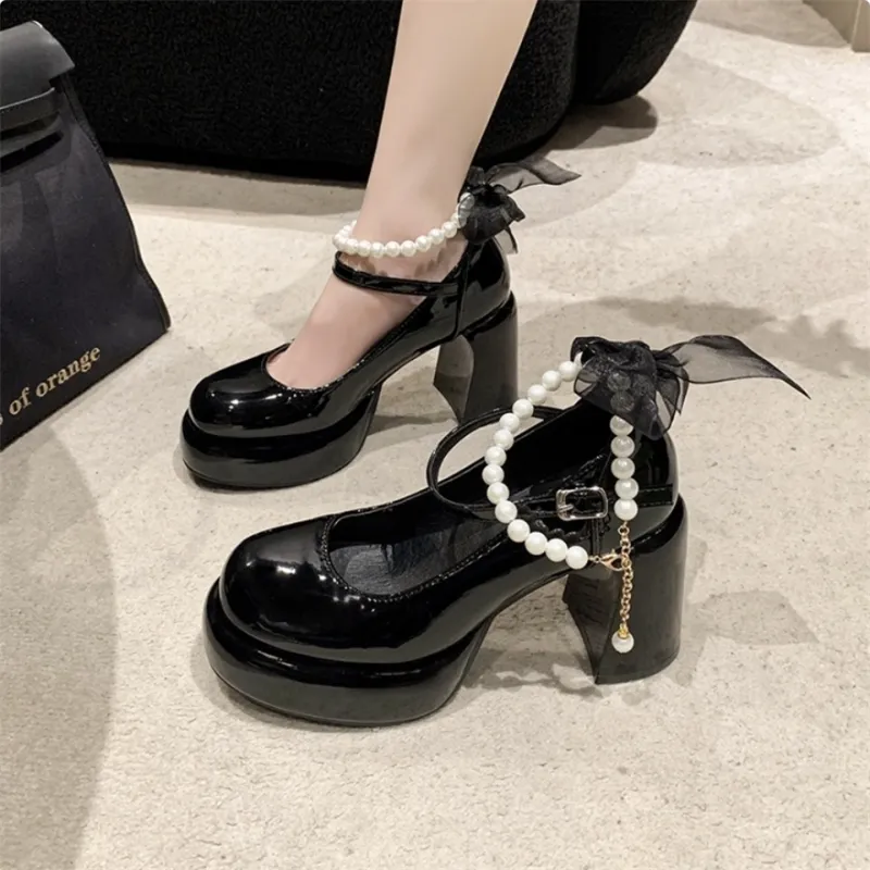 HKCP Chunky Heel High Heels 9cm Women's-1