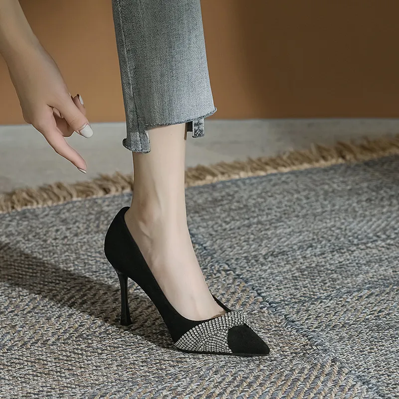 HKCP Slim Heel High Heels 7cm Women's Black-1