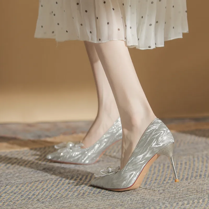 HKCP High Heels Women's Silver, Champagne-3