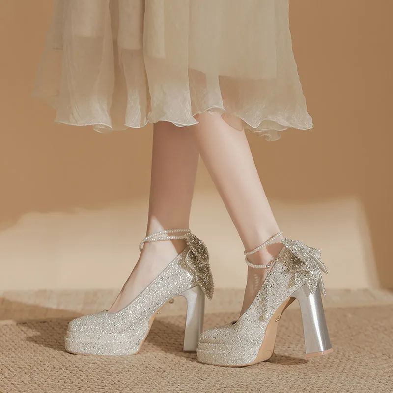 HKCP Chunky Heel High Heels Women's-4