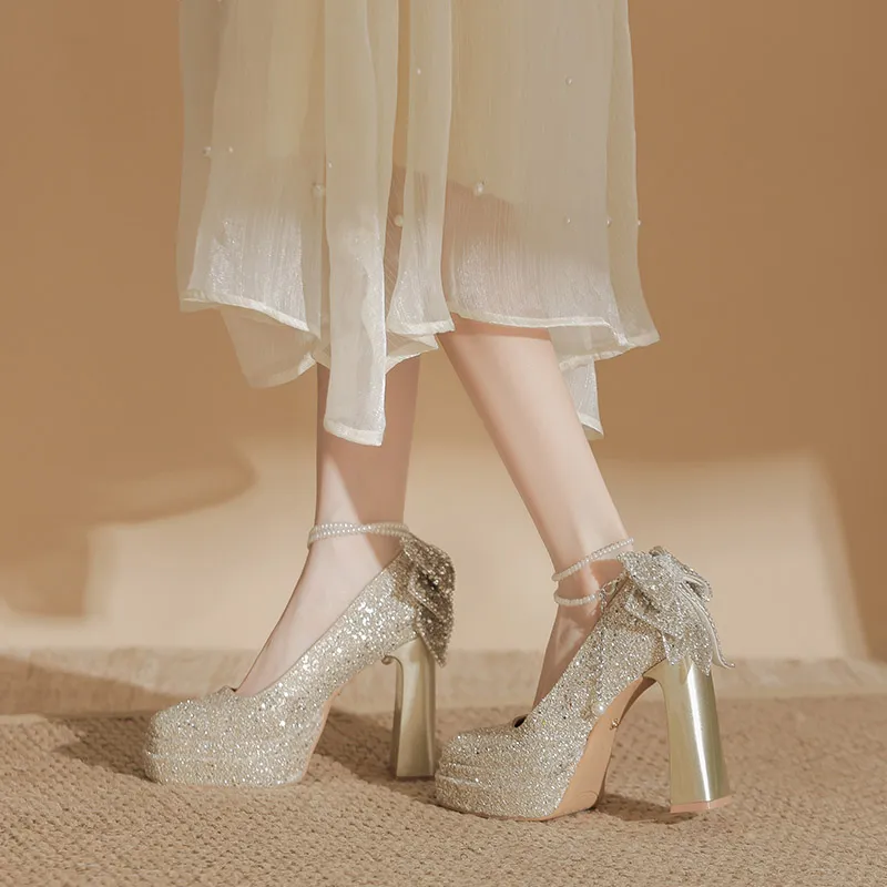 HKCP Chunky Heel High Heels Women's-9