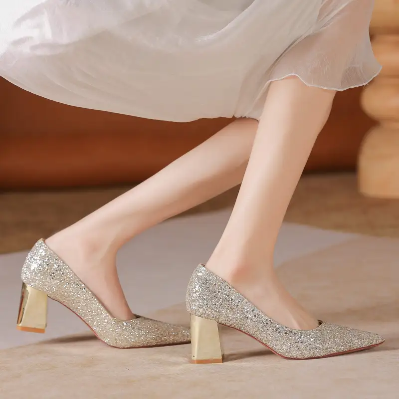 HKCP Chunky Heel High Heels Women's-3