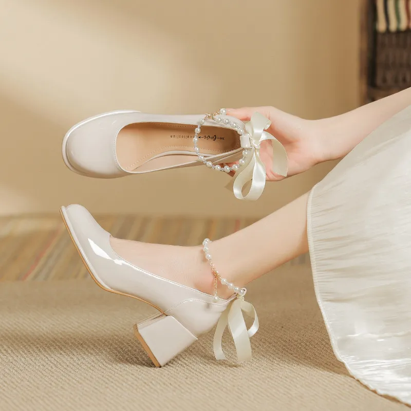 HKCP Chunky Heel High Heels 6cm Women's-2