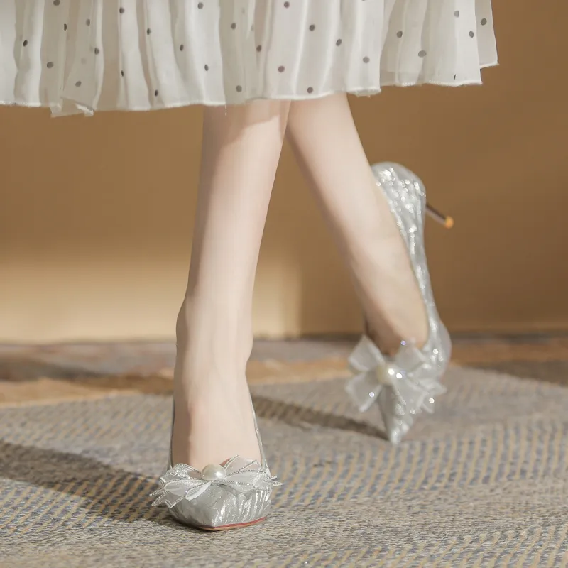 HKCP High Heels Women's Silver, Champagne-2
