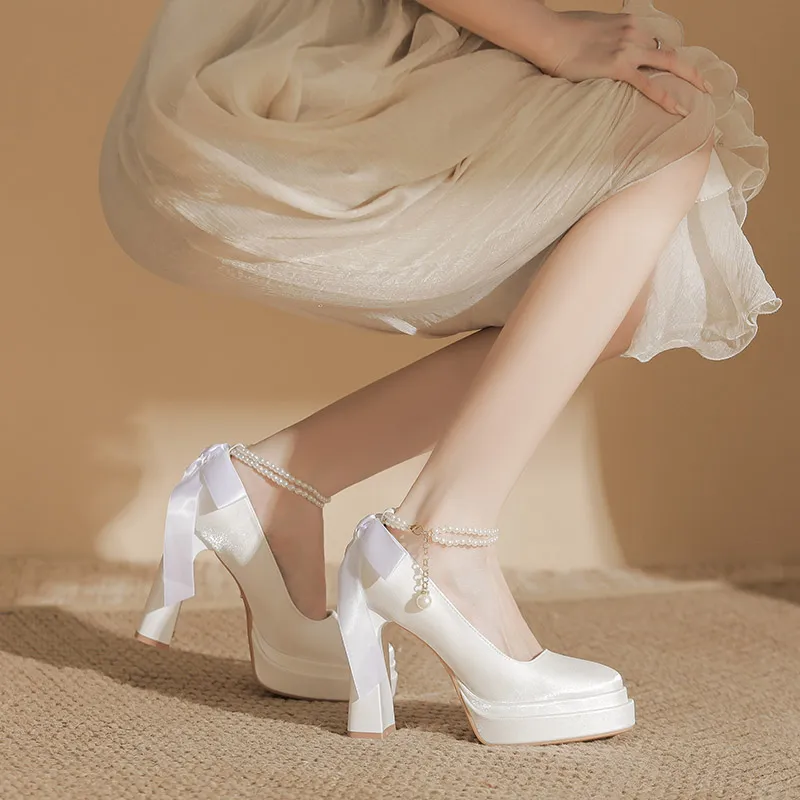 HKCP Chunky Heel High Heels 11cm Women's-1