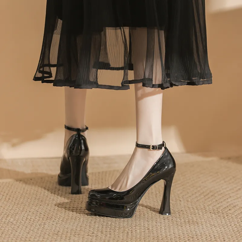 HKCP Chunky Heel High Heels Women's-2