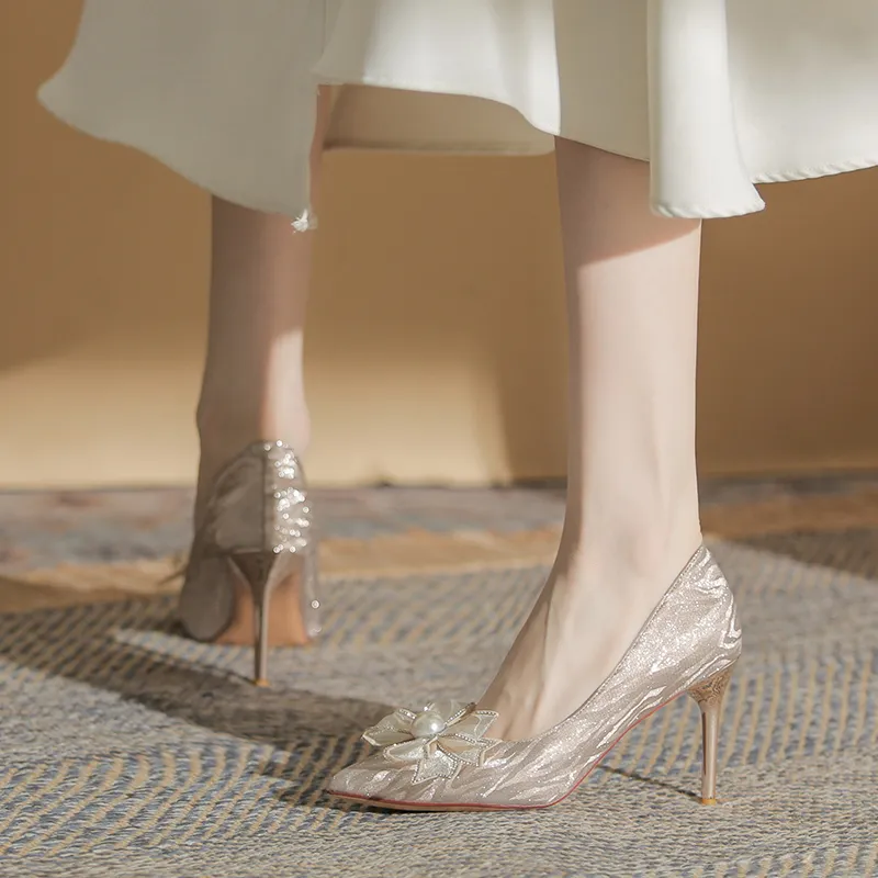 HKCP High Heels Women's Silver, Champagne-8