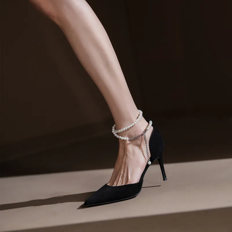 HKCP Slim Heel High Heels Women's Black-1