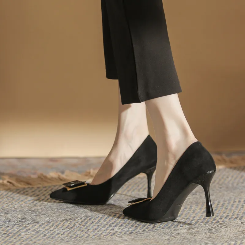 HKCP Slim Heel High Heels 8.5cm Women's Black-3