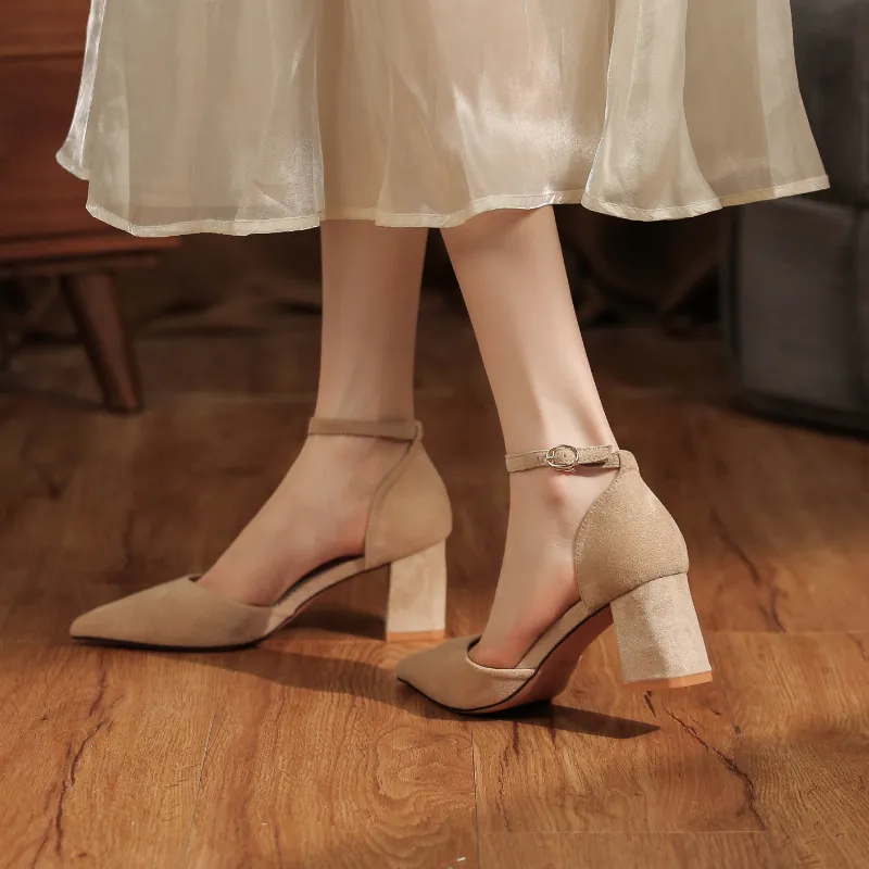 HKCP Chunky Heel High Heels 6.5cm Women's-4