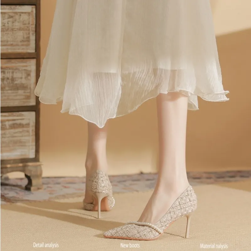 HKCP Slim Heel High Heels 8cm Women's-1