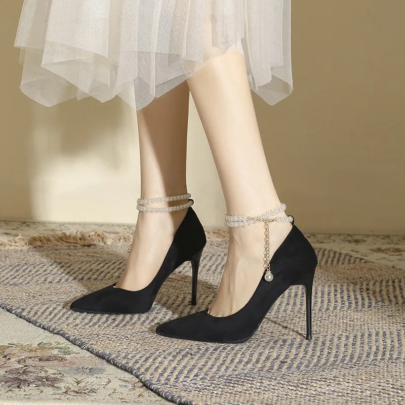 HKCP Slim Heel High Heels Women's Black-2