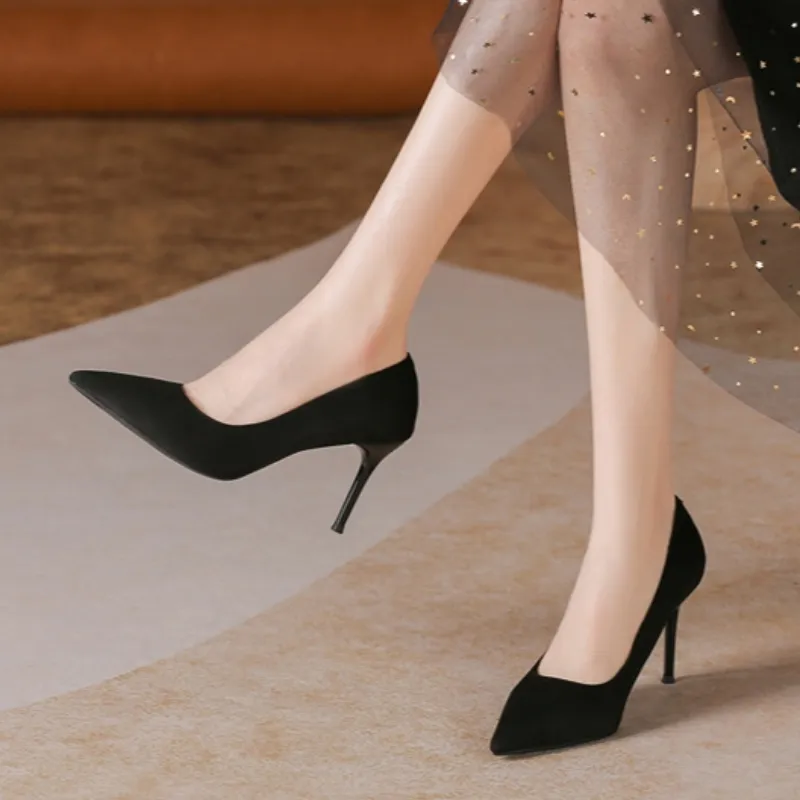 HKCP Slim Heel High Heels 8.5cm Women's Black-3