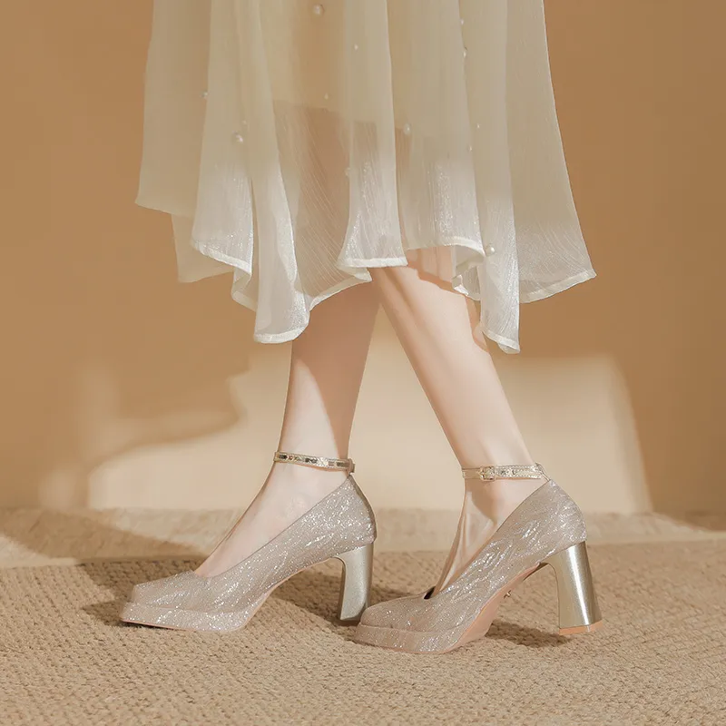 HKCP Chunky Heel High Heels Women's-9